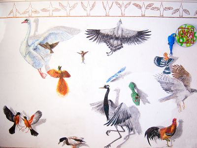 Mural  ` Birds `  By Kira Outembetova