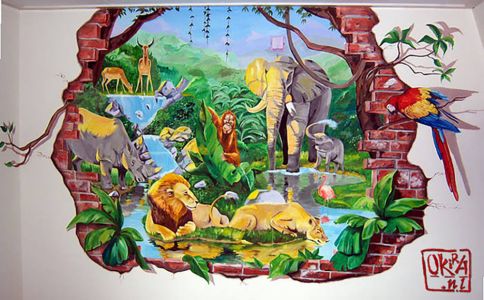 Mural  ` Jungle ` By Kira Outembetova