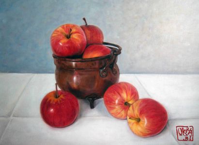 Still Life With Apples By Kira Outembetova,